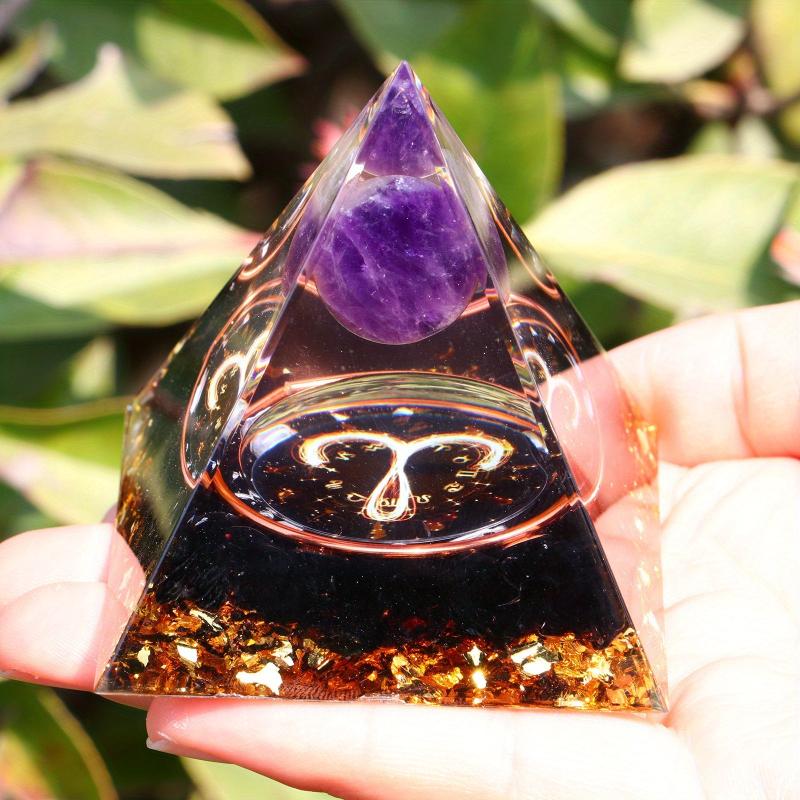 1pc Twelve Constellations Orgone Pyramid Healing Crystal Energy