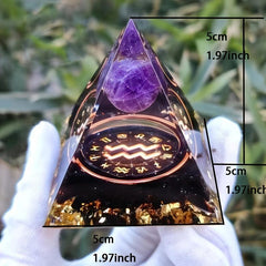 1pc Twelve Constellations Orgone Pyramid Healing Crystal Energy