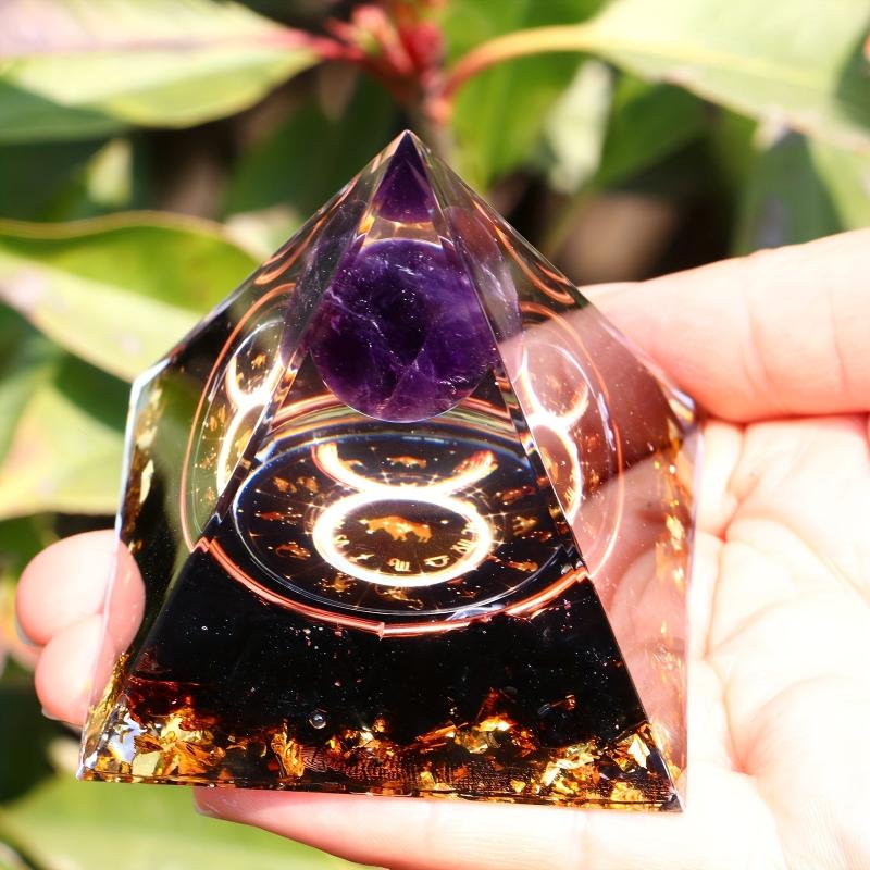1pc Twelve Constellations Orgone Pyramid Healing Crystal Energy
