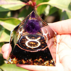 1pc Twelve Constellations Orgone Pyramid Healing Crystal Energy