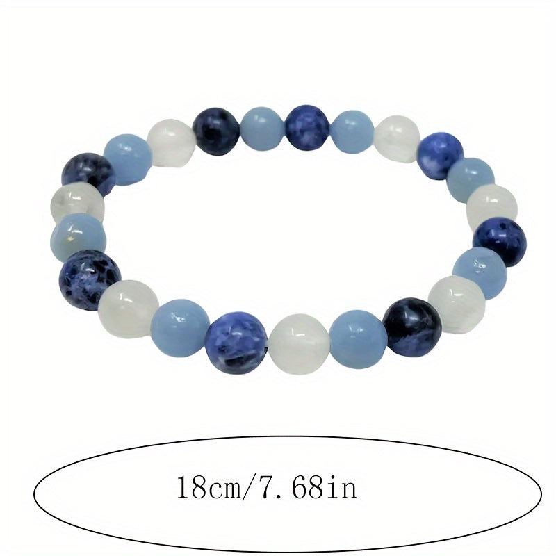 Positive Energy Crystal Bracelet Clear Quartz Angelite Sodalite