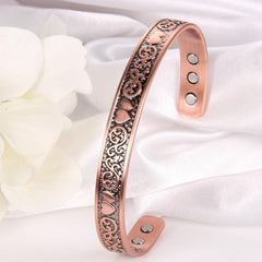 Copper Bracelet Double Heart Magnetic Cuff Bangle 6 Magnets 3500 Gauss