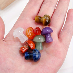 7pcs Seven Chakra Crystal Mushrooms With Selenite Slab Energy Mineral