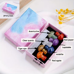 7pcs Seven Chakra Crystal Mushrooms With Selenite Slab Energy Mineral