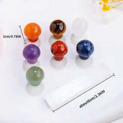 7pcs Seven Chakra Crystal Mushrooms With Selenite Slab Energy Mineral
