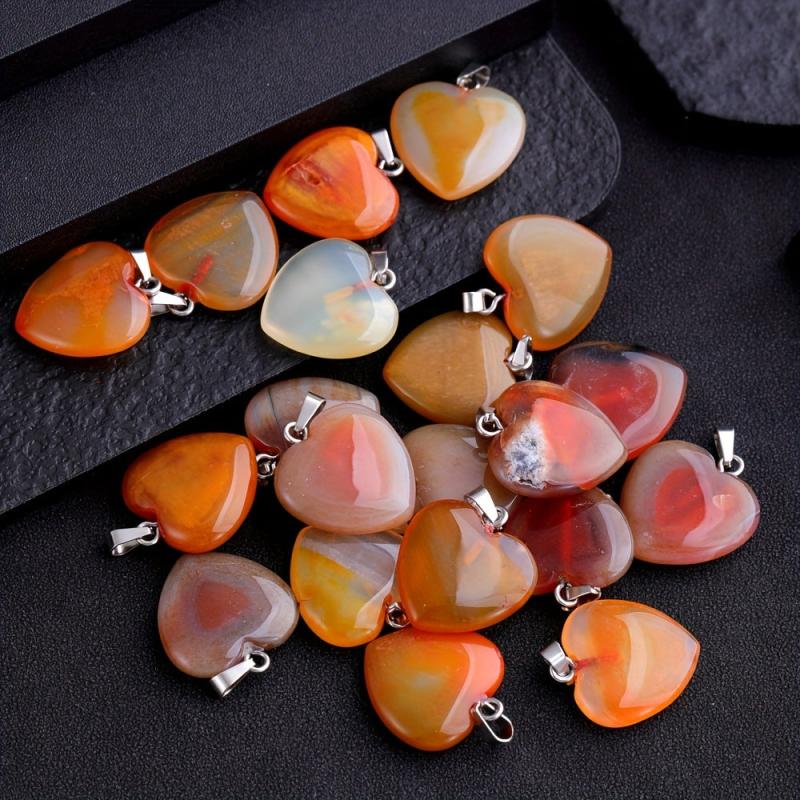 Red Agate Heart Shaped Necklace Pendant DIY Accessories