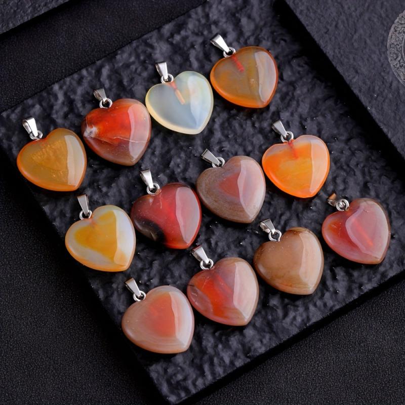 Red Agate Heart Shaped Necklace Pendant DIY Accessories