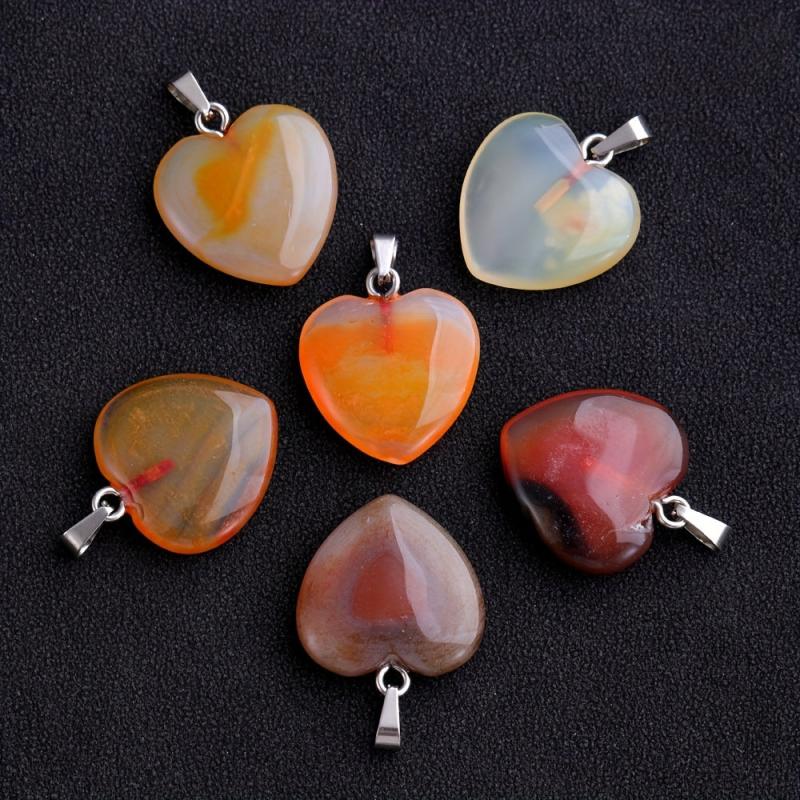 Red Agate Heart Shaped Necklace Pendant DIY Accessories