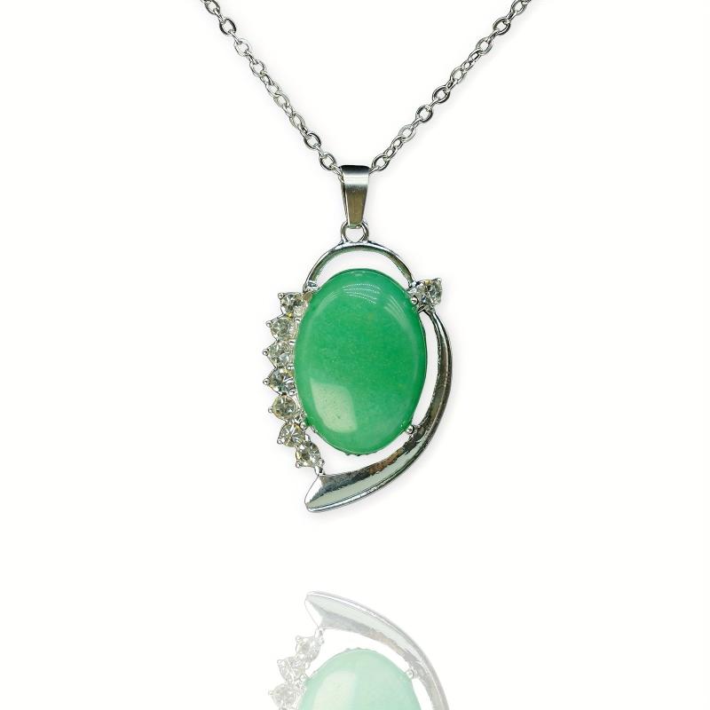 Ears Spot Drill Denier Ellipse Moon Crystal Pendant Necklace