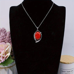 Ears Spot Drill Denier Ellipse Moon Crystal Pendant Necklace