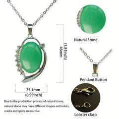 Ears Spot Drill Denier Ellipse Moon Crystal Pendant Necklace