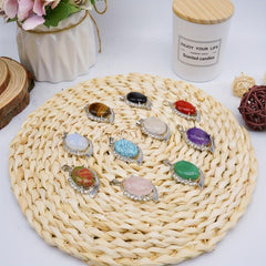 Ears Spot Drill Denier Ellipse Moon Crystal Pendant Necklace