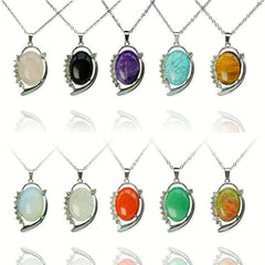 Ears Spot Drill Denier Ellipse Moon Crystal Pendant Necklace