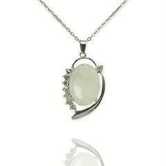 Ears Spot Drill Denier Ellipse Moon Crystal Pendant Necklace