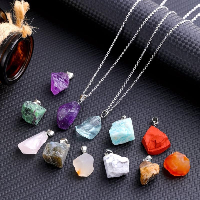 10pcs Random Irregular Raw Stone Pendant Ore Crystal Chakra Healing Wiccan DIY