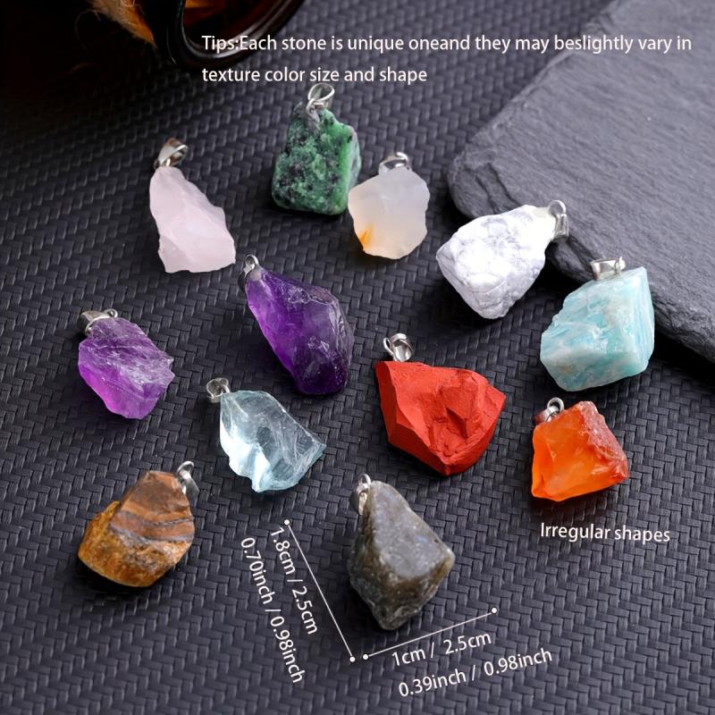 10pcs Random Irregular Raw Stone Pendant Ore Crystal Chakra Healing Wiccan DIY