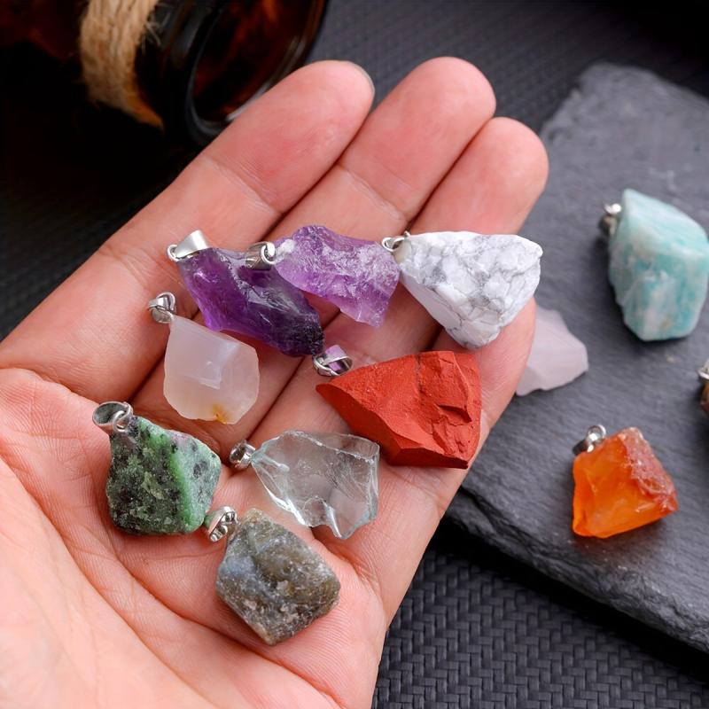 10pcs Random Irregular Raw Stone Pendant Ore Crystal Chakra Healing Wiccan DIY