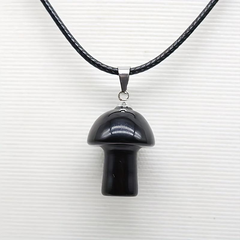 Pink Crystal Mushroom Pendant Necklace Positive Energy Christmas Gift