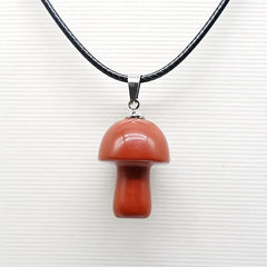Pink Crystal Mushroom Pendant Necklace Positive Energy Christmas Gift