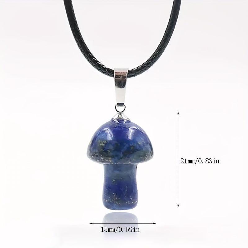 Pink Crystal Mushroom Pendant Necklace Positive Energy Christmas Gift