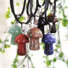 Pink Crystal Mushroom Pendant Necklace Positive Energy Christmas Gift