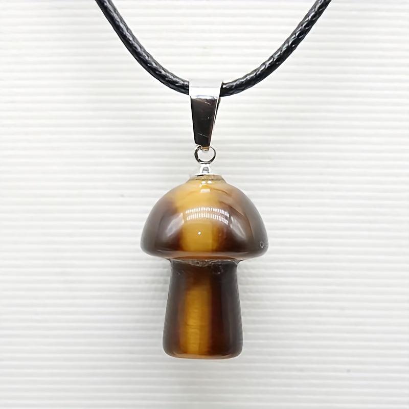 Pink Crystal Mushroom Pendant Necklace Positive Energy Christmas Gift