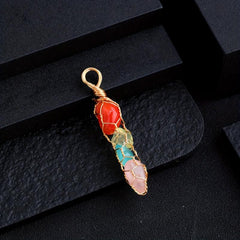 5pcs Colorful Stone Mesh Necklace 7 Chakra Love Pendant