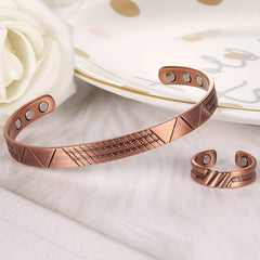 Women's Copper Magnetic Bracelet & Rings Set