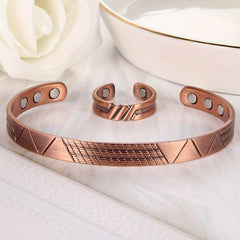 Women's Copper Magnetic Bracelet & Rings Set