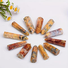 Mexican Crazy Lace Agate Crystal Towers Single Pointed Hexagons