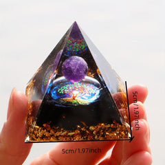 Amethyst Crystal Ball Orgone Pyramid for Positive Energy & Stress Reduction