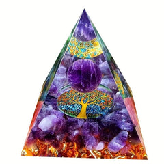 Amethyst Crystal Ball Orgone Pyramid for Positive Energy & Stress Reduction
