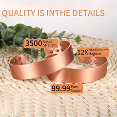 Adjustable Copper Magnetic Cuff Bracelet with 12 Magnets