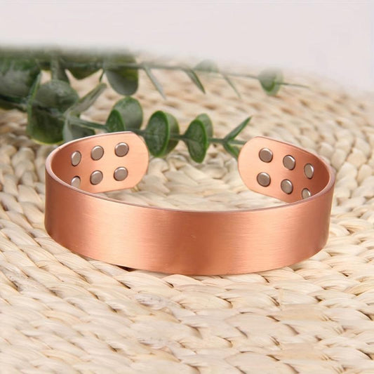 Adjustable Copper Magnetic Cuff Bracelet with 12 Magnets