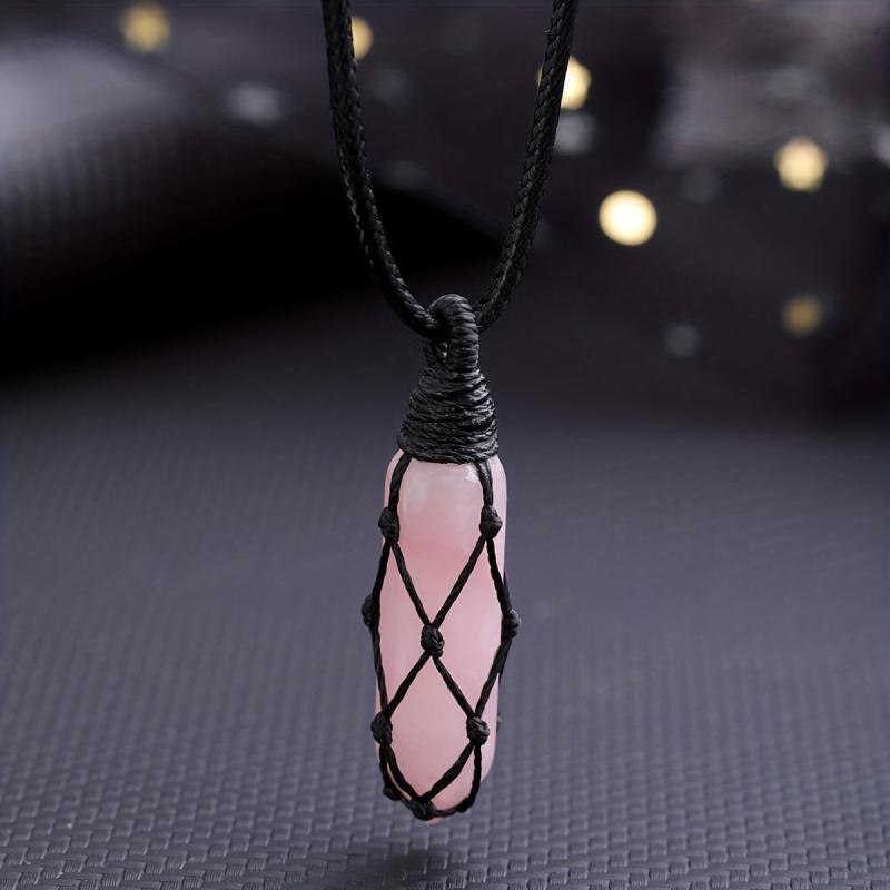 Natural Amethyst Pink Crystal Necklace