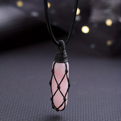 Natural Amethyst Pink Crystal Necklace
