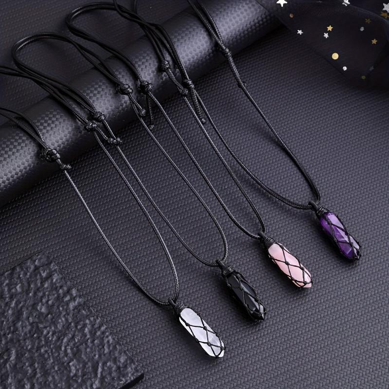Natural Amethyst Pink Crystal Necklace