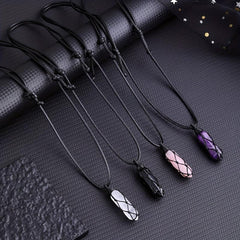 Natural Amethyst Pink Crystal Necklace