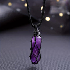 Natural Amethyst Pink Crystal Necklace