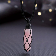 Natural Amethyst Pink Crystal Necklace