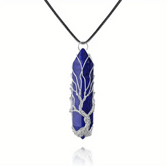 Tree Of Life Wire Wrapped Quartz Necklace Amethyst Reiki Crystal Pendant