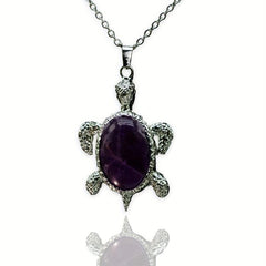 Tortoise Denier Ellipse Crystal Pendant Necklace