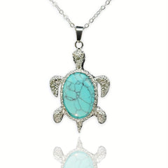 Tortoise Denier Ellipse Crystal Pendant Necklace