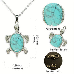 Tortoise Denier Ellipse Crystal Pendant Necklace