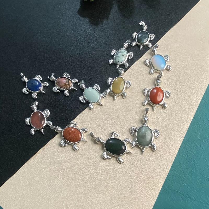 Tortoise Denier Ellipse Crystal Pendant Necklace