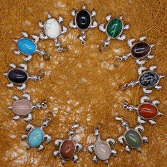 Tortoise Denier Ellipse Crystal Pendant Necklace