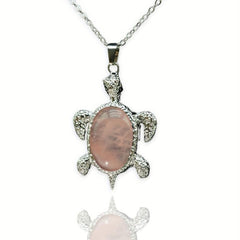Tortoise Denier Ellipse Crystal Pendant Necklace