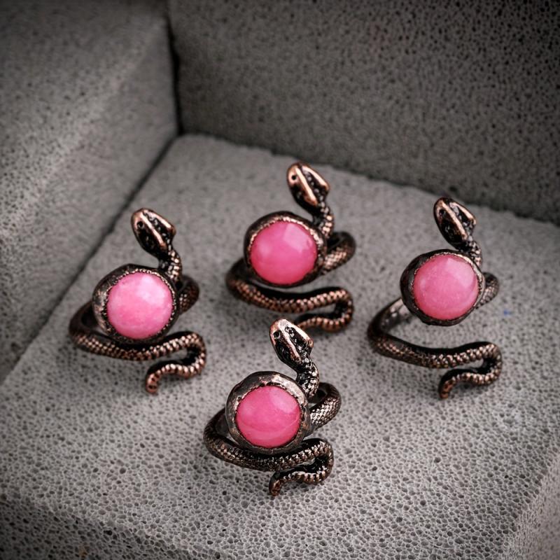 Snake Pearl Vintage Ring Adjustable Natural Stone Powder Crystal Gems
