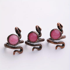 Snake Pearl Vintage Ring Adjustable Natural Stone Powder Crystal Gems