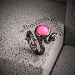 Snake Pearl Vintage Ring Adjustable Natural Stone Powder Crystal Gems